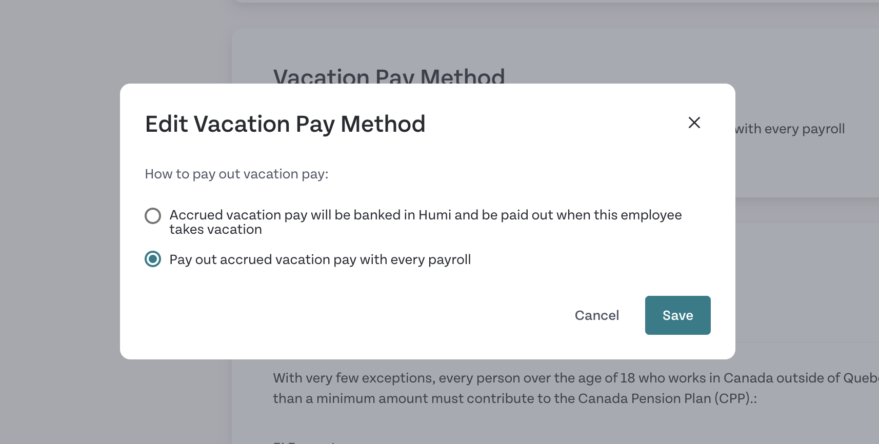 How to set up "Vacation Pay" settings Humi Help Centre