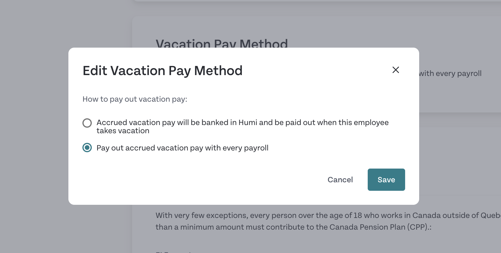 How To Set Up Vacation Pay Settings Humi Help Centre